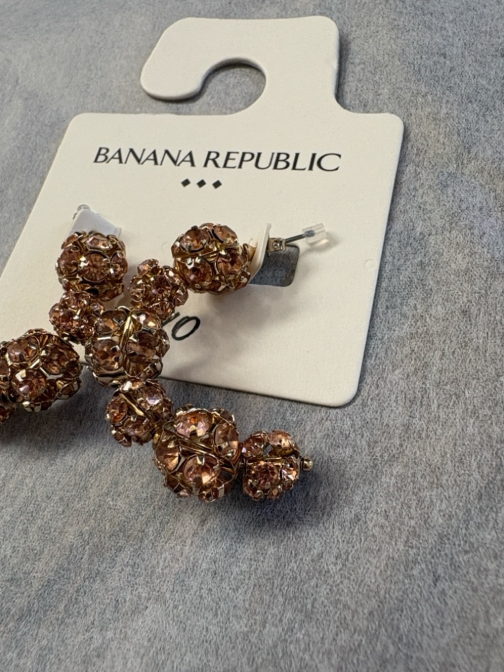 NWT! Banana Republic Sparkling Gold Crystal Ball Hoop Earrings - Picture 3 of 3